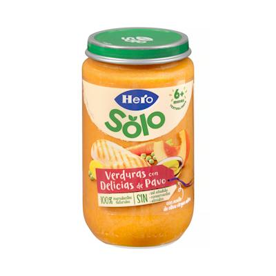 Papilla verduritas con delicias de pavo Hero Solo natur +6 meses